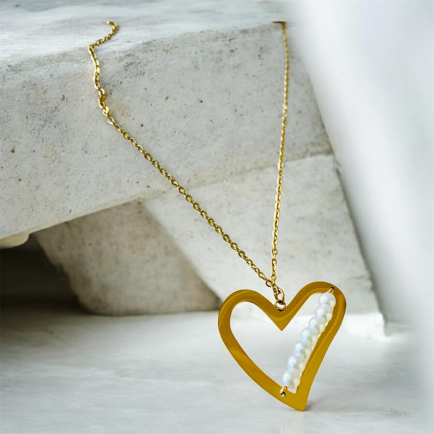 Collar Corazón Perla