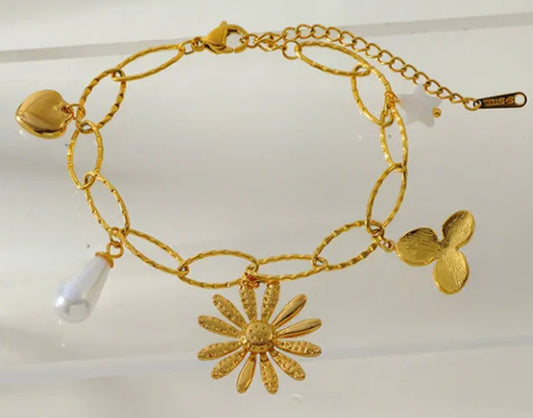 Pulsera Charm Daisy Gold