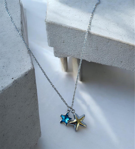 Collar Doble Estrella Azul